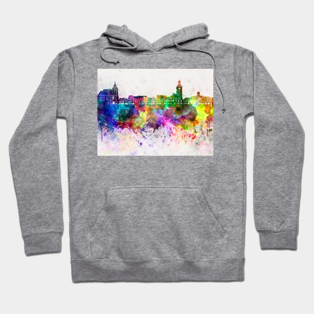 Brasov skyline in watercolor background Hoodie by PaulrommerArt